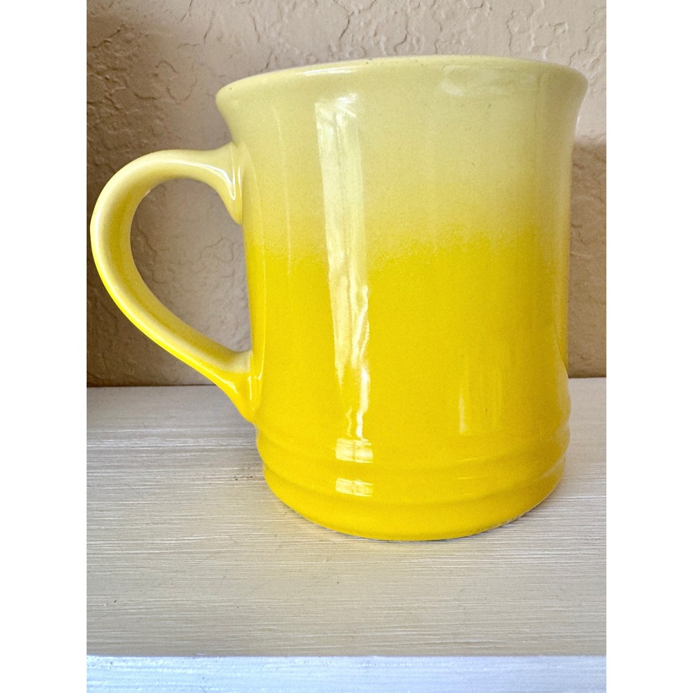 Le Creuset Yellow Ombre Stoneware Coffee Mug 12oz Triple Ring Ceramic Cup - Picture 2 of 10